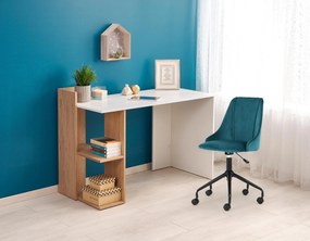 Masă PC Frome (stejar auriu + alb). Promo -7%. 1008143