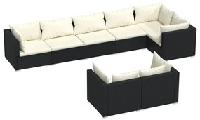 3102479 vidaXL Set mobilier de grădină cu perne, 8 piese, negru, poliratan