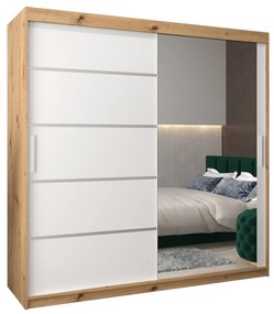 Dulap de haine 200 cm cu oglindă Verika 2 200 (stejar artisan + alb). 1064221