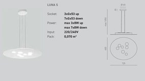 Lustra suspendata moderna Luna 60x72,5cm, alb sau gri