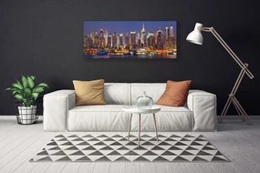 Tablou pe panza canvas Oraș Case Violet Galben Maro
