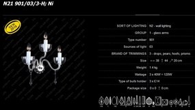 Aplica de perete cristal Bohemia cu 3 brate N21 901/03/3-H