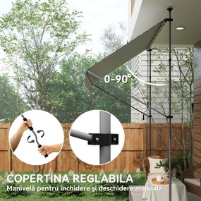 Outsunny Tenda de Soare cu Suporturi Reglabile și Manivelă, Verde și Alb | Aosom Romania
