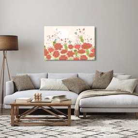 Tablou - Păsări pe o pajiște înflorită (90x60 cm)