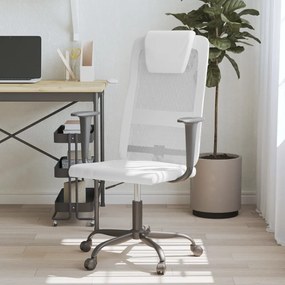353021 vidaXL Scaun birou reglabil în înălțime, alb, piele artificială/plasă
