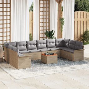 vidaXL Set de Canapea De Grădină cu Perne Bej Ratan Poli Acacia