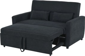 HOMCOM Canapea 2 locuri cu funcție de pat, spătar reglabil, canapea tapițată, aspect catifelat, pentru living, dormitor, Negru | Aosom Romania