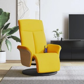 vidaXL Fotoliu masaj rabatabil, suport picioare, galben deschis textil