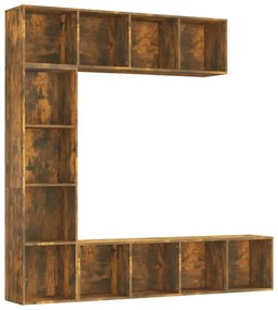 3152713 vidaXL Set dulap TV/cărți, 3 piese, stejar afumat, 180x30x180 cm