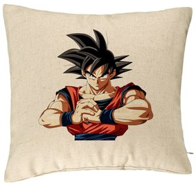 Perna Decorativa cu Dragonball Goku 2, 40x40 cm, Bej, Husa Detasabila, Burduf