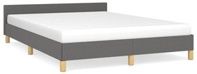 347416 vidaXL Cadru de pat cu tăblie, gri închis, 140x200 cm, textil