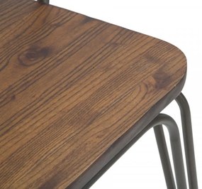 Set 2 scaune de bar maro/gri inchis din lemn de Ulm si metal, Harlem Mauro Ferretti