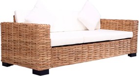 vidaXL Canapea de grădină cu 3 locuri, ratan natural