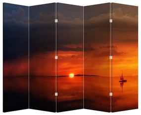 Paravan - Apus de soare cu barca (210x170 cm)