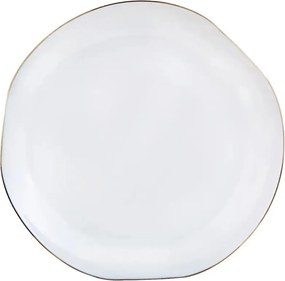 Set de masă Kinghoff KH 2037, 18 piese, pentru 6 persoane, sticlă opală, margine aurie, alb