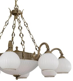 Candelabru cu 8 brate clasic design italian din alama, sticla 9200 RA-L. 9200/8+3