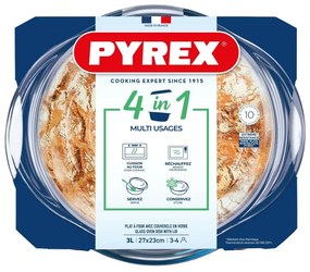 Tavă de copt din sticlă Pyrex cu capac rotund 3 l