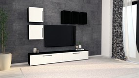 Living haaus Haga V8, Alb Lucios/Negru, MDF, L 240 cm