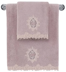 Prosop de corp DESTAN cu dantela 85x150 cm Violet / Liliac
