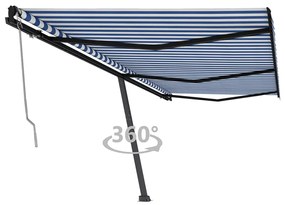 vidaXL Copertină autonomă retractabilă automat albastru&amp;alb 600x350 cm