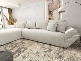 Colțar extensibil dumonde cu ladă de depozitare si sezut confortabil din spuma high-density, Berlin XL Zoom Crem 350x185 cm