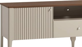 Comodă TV lemn masiv nuc Napoli Crem/, 162 × 40 × 56 cm