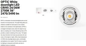 Spot LED incastrabil OPTIC White downlight LED CRI95 24/36W 2700K 56° 2470/3490 lm