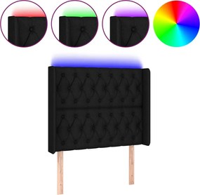 vidaXL Tăblie de pat cu LED, negru, 103x16x118/128 cm, textil