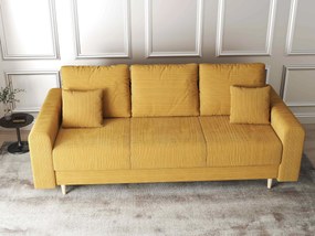 Canapea extensibilă dumonde cu ladă de depozitare si sezut confortabil din spuma high-density, Kronos Zoom Mustar 210x100 cm