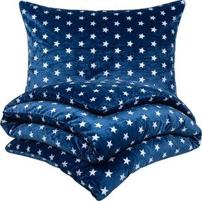 Lenjerie de pat microflanel 4Home Stars albastră,140 x 220 cm, 70 x 90 cm, 140 x 220 cm, 70 x 90 cm
