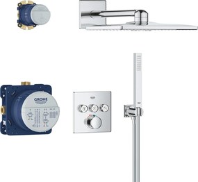 Set de dus incastrat cu baterie termostatata Grohe Grohtherm SmartControl Rainshower SmartActive 310 Cube