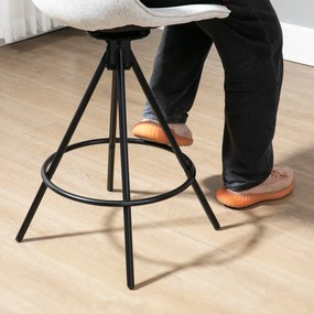 HOMCOM Set de 2 Taburete Înalte pentru Bucătărie cu Șezut Rotativ, Taburete de Bar Tapițate, 41,5x47,5x90 cm, Gri Deschis | Aosom Romania