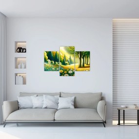 Tablou - Sat în galben-verde (90x60 cm)