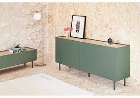 Comodă verde/în culoare naturală joasă cu aspect de lemn de stejar 165x78 cm Arista – Teulat