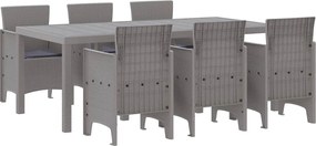 vidaXL Set de masă pentru grădină 7 pcs Gri deschis Polipropilenă