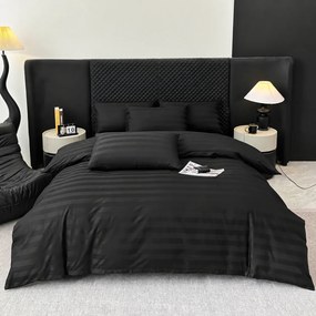 Lenjerie Premium Damasc, bumbac 100%, 6 piese, pat 2 persoane, negru
