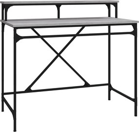 vidaXL Birou, gri sonoma, 100x50x90 cm, lemn prelucrat și fier