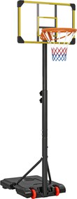 SPORTNOW Coș de Baschet pentru Copii 6-14 Ani, Coș de Baschet cu Înălțime Reglabilă, Roți și Bază Umplută, 71x46 cm, Galben | Aosom Romania