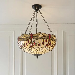 Endon 112251 - Candelabru Tiffany DRAGONFLY suspendat pe lanț, 3xE27/60W/230V, Ø 50 cm