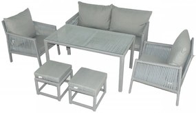 Set Mobilier Grădină, Aluminiu, Otto Sofa, 6 Piese, Gri Deschis