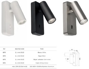 Aplica de perete cu reader Mini GU10 NOTTE alb