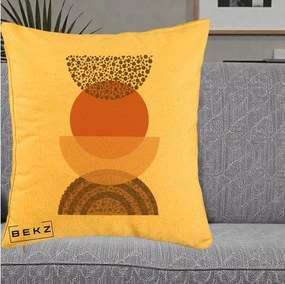 Perna Decorativa Boho Stiva Forme Punctate Terracotta, 40x40 cm, Galben, Husa Detasabila, Perna Inclusa, BEKZ®