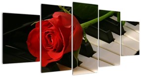 Tablou - trandafir pe pian (150x70cm)