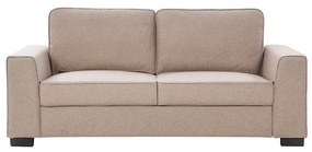 Canapea fixa Clarisse, 3 locuri, culoare bej, material textil, perne incluse dehusabile