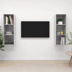 vidaXL Dulapuri TV suspendate, 2 buc, gri beton, lemn prelucrat