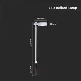 Lampă LED de exterior, 7 W, 230 V, 3000 K, IP65, albă, 102 cm