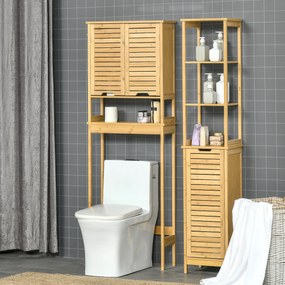 Kleankin Turn Mobilier Baie, Spațiu Depozitare Vertical, Lemn, 34x30x173cm, Design Compact | Aosom Romania