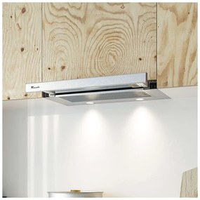 Hota Telescopica Incorporabila Tornado Storm 1200 (60), 1 motor, latime 60 cm, 3 viteze, absorbtie 1200 m3/ora, Inox