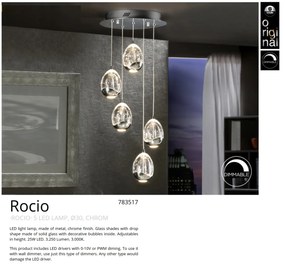 Lustra LED dimabila cu 5 pendule ROCIO crom SV-783517
