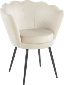 RESIGILAT- Scaun dining, picioare metalice finisaj negru, tapiterie catifea, Bej